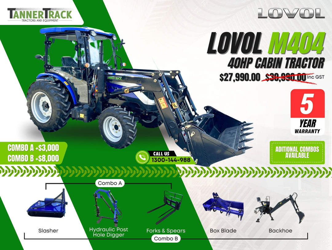 LOVOL M404 TE, 40hp Cabin Tractor with 4in1 Front Loader