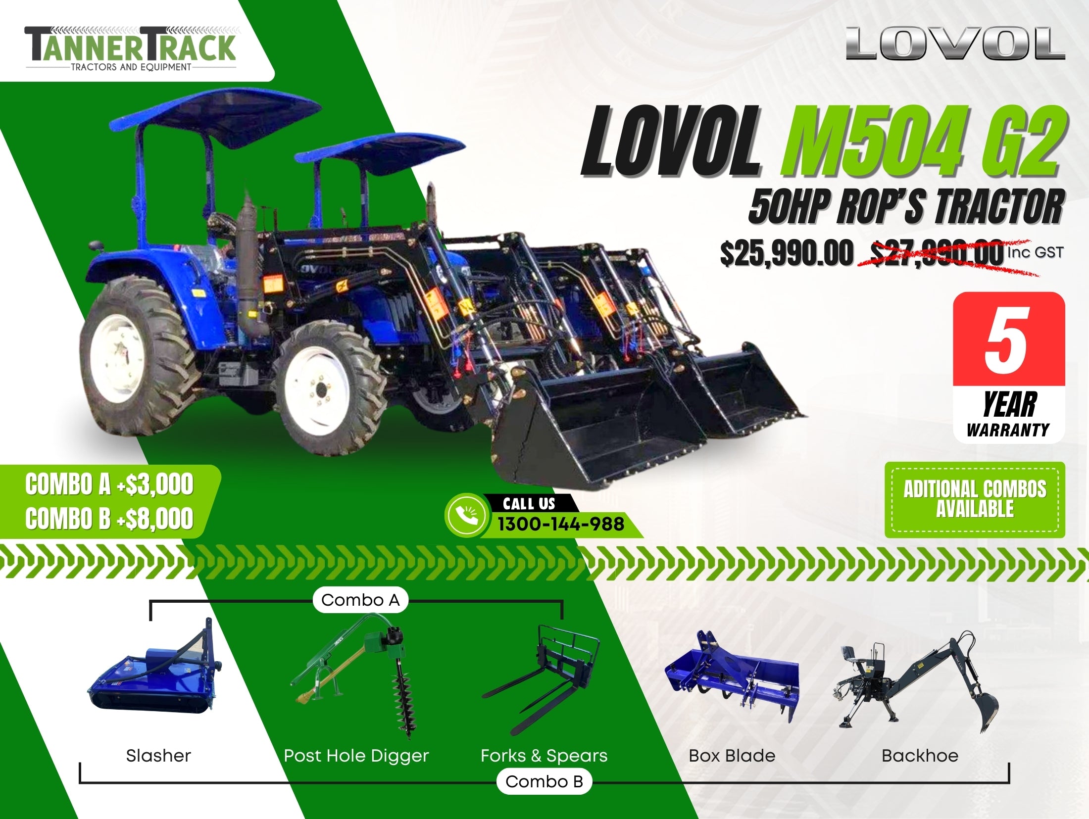 LOVOL M504 TB-1, 50hp Rops with 4in1 Loader