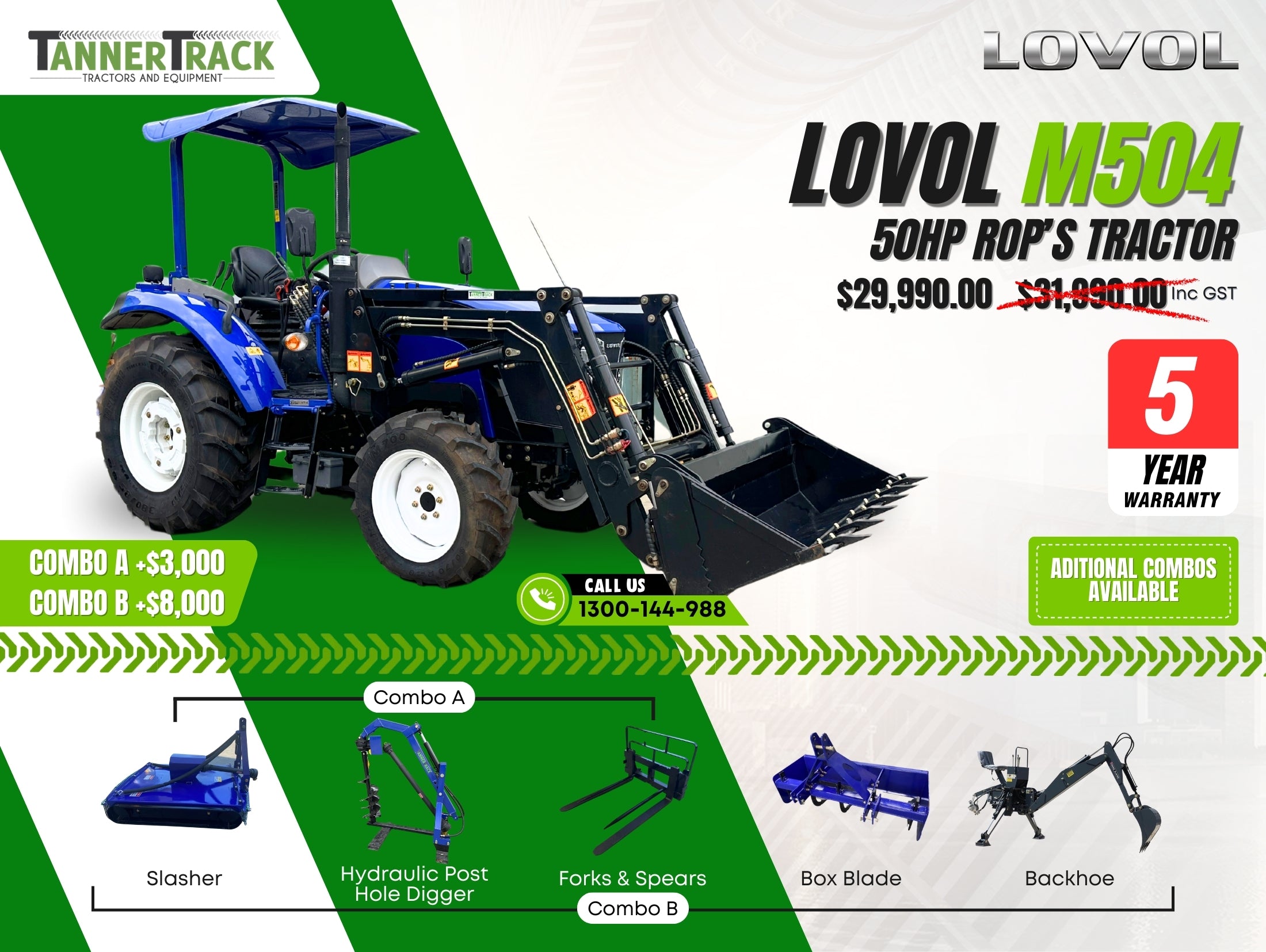 Lovol M504 TB-1, 50hp Rop's Tractor