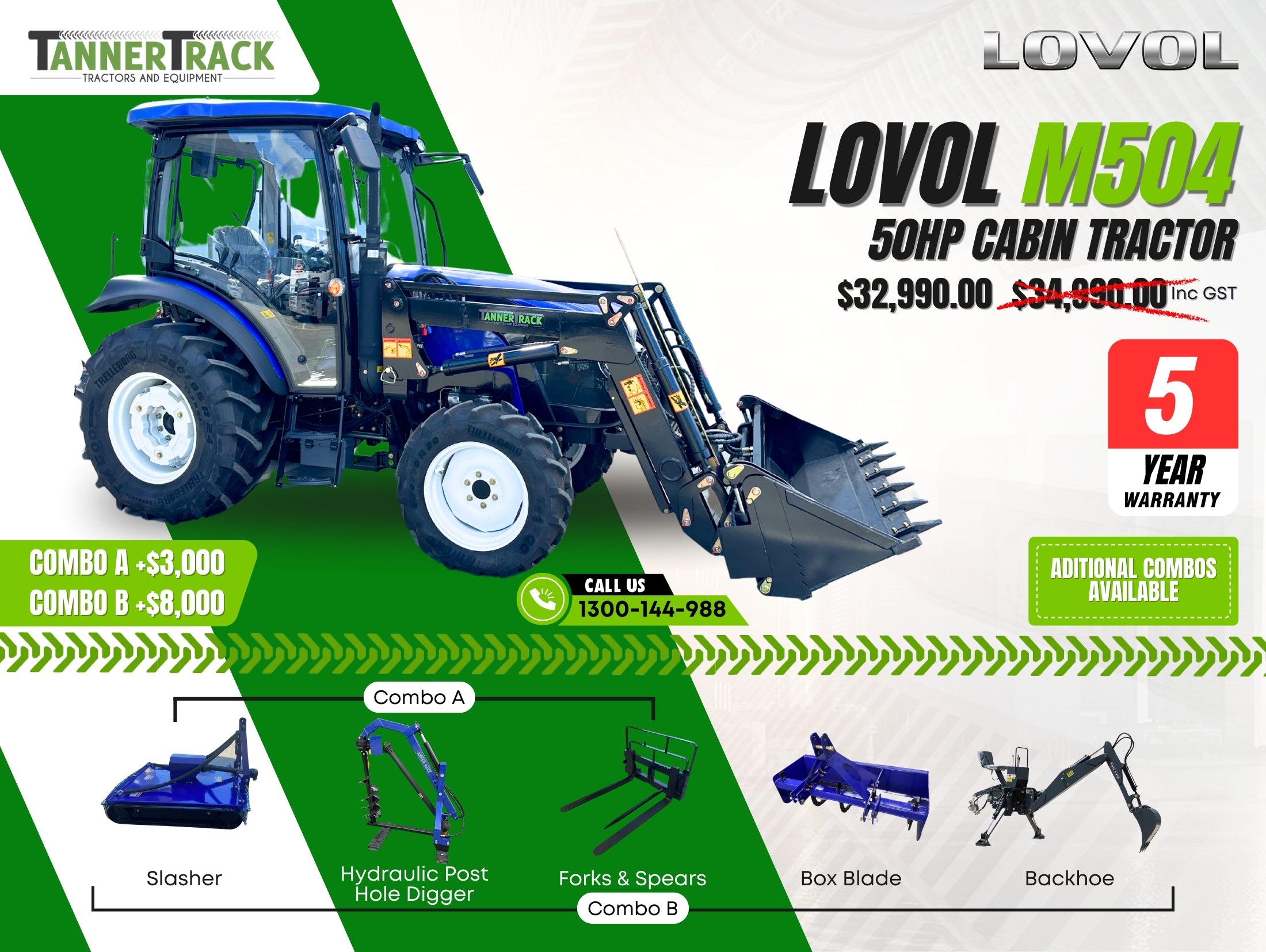 LOVOL M504 TB-1, 50hp Cabin Tractor