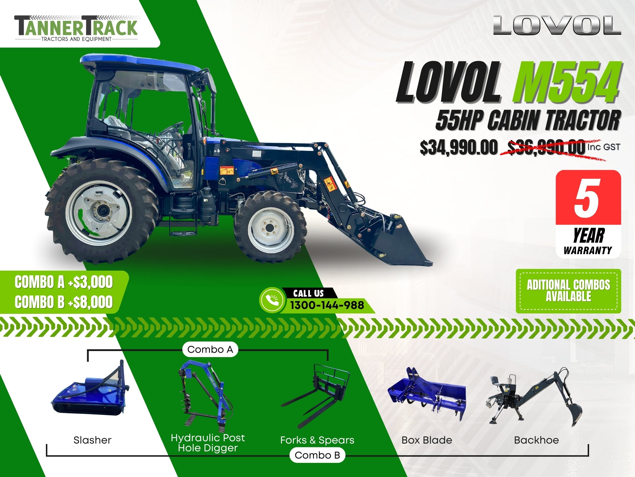 LOVOL M554 TB-2, 55hp Cabin Tractor with Front End Loader