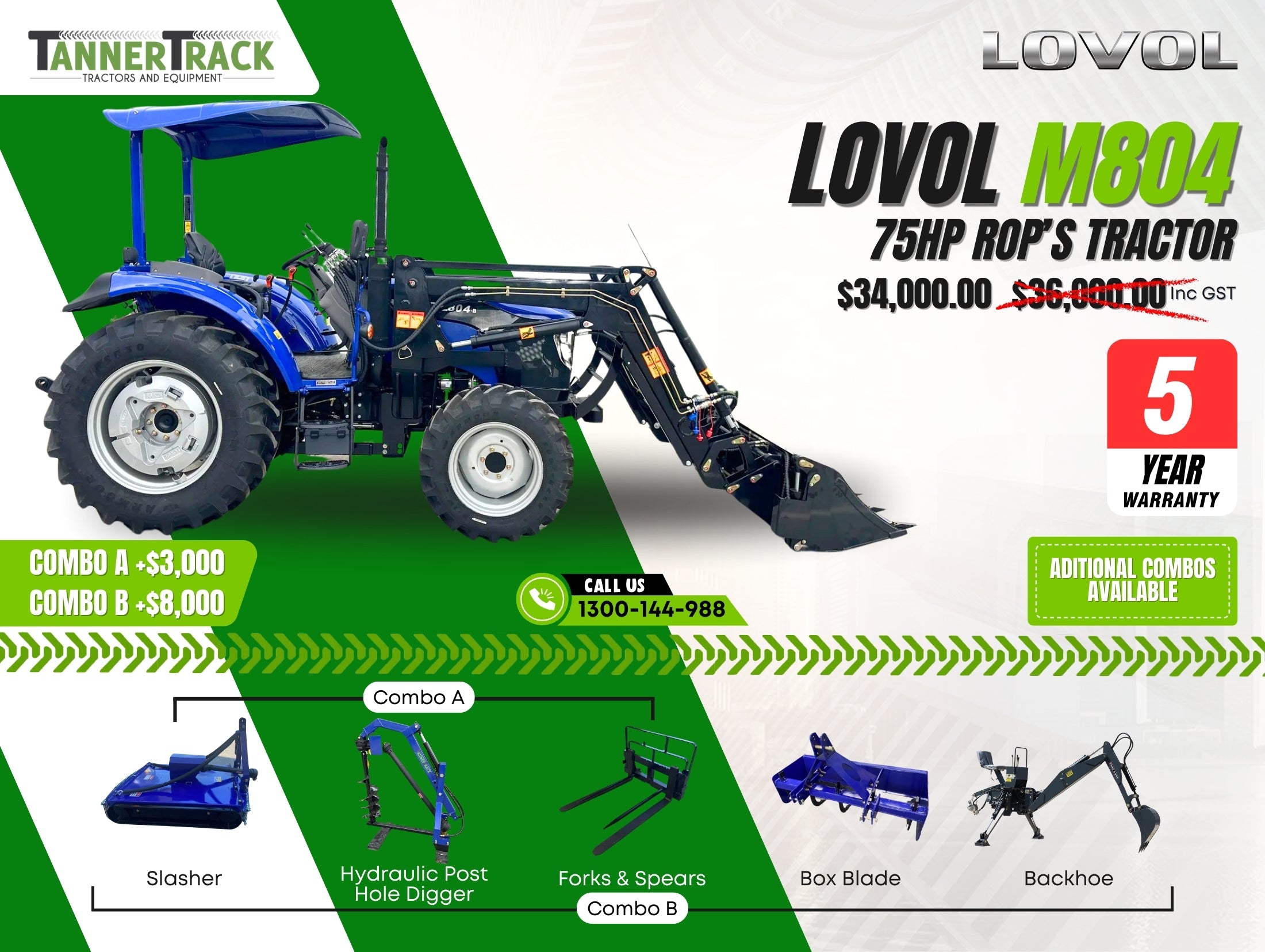 LOVOL M804 TB-3, 75hp Rop's