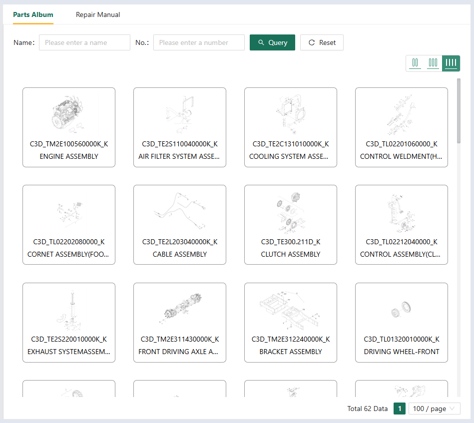 LOVOL online parts system